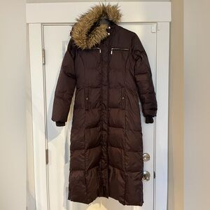 Michael Kors Brown Down Puffer Long Jacket Women’s SZ SMALL